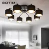 Lustres Botimi Simple Design Chandelier avec tissus en tissu pour le foyer de créateur de chambre en tissu surface montée sur le LED nordique monté