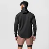 Spierheren sport casual capuchon jas lente herfst fitheid half zip hoge nek losse hoodies mannelijke gym kleding pullovers 240430