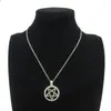 Chains Fashion Vintage Silver Color Pentagram Necklaces For Women Men Accessories Metal Jewelry On The Neck Necklace Choker Gift