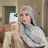 シフォンプリントロングヘッドスカーフ女性イスラム教徒ヒジャーブマードアット祈りeid hijabs shawl djellaba衣服ラマダン2024 240430