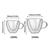 Wine Glasses Heart Love Shape Glass Coffee Mug Cup Double Wall Drinking Tea Milk Juice Water Heat Resistant Drinkware Gift