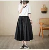 Women's Pants YZJNH 2024 Summer Thin Wide Legged Women Loose Casual Solid Color Cotton Elastic Waist Calf-Length Pant Skirt