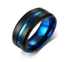 Men039s Wedding Band Two Tone 8MM Black Tungsten Carbide Ring for Men Grooved on Brushed Center Beveled Edges Male Jewelry5779336