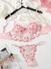 Behas stelt tule lingerie mooie 2 -delige onderkleding set transparant sexy voor vrouwen bloemen borduurwerk erotisch fancy