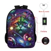 Sac à dos Sacs d'école drôle 3D Filles Boys Acuarela Animaux Imprimez USB Charges de charge SCHOLOGS KIDS Daily Book Bag Primary