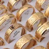 30 Pieces/Lot PVD Plating Hollow Stripe Carved Waterproof Stainless Steel Rings For Men and Women 240424