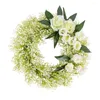 Flores decorativas 1pc Garland simulado Flor 2024 White Rose Wreath Wedding Outdoor Courtyard Decoration Festive Party Supplies