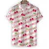 Casual shirts voor heren schattig Cherry Beach Shirt Male Red Fruit Print Hawaiian Gedrukte blouses korte mouw Y2K -kleding voor