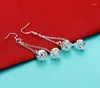 Dangle Ohrringe ethnischer Stil weiblicher Modell 925 Sterling Silver Hollow Ball Anhänger Design Solid Ladies Charm Schmuck