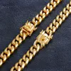 Designer de style West Coast Miami Cuban Link Chain Man Man Women Hip Hop 14 mm 18k Gold en acier inoxydable et un ensemble de bracelet en alliage en titane