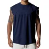 Tanques masculinos tampas de moda primavera e verão sem mangas o pescoço camisa impressa de manga longa masculina camisetas grandes para