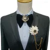 Kowarki Kwiat róża aksamitna duża krawat Zestaw broszka osobowość męska Business Bankut Dress Dress Koszulka Ręcznie robione muszki dla mężczyzn