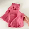 Pantaloni da due pezzi da donna Donne da donna 2 pcs tracce a pentola corta corta corta corta con cuscinetti con gamba larga rosa in vita elastico