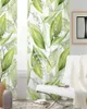 Cortina abstracta plantas de hoja verde cortinas transparentes para la sala de estar ventana transparente voile tul cortinas cortinas decoración del hogar