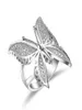 Söt kvinnlig stor fjäril Zircon Stone Open Ring Simple Wedding Rings 925 Sterling Silver Love Engagement4218465