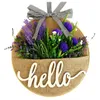 Flores decorativas Frose de bolso artificial de bolso com hello signo de 12 polegadas grinaldas de primavera para a porta da frente de Natal externo de Natal moderno moderno