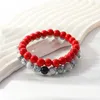 STRAND 3PCS Bracelet Set voor zowel mannen als vrouwen eenvoudige stijl 8mm wit rood turquoise zwart matte steen hand kralen