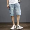 2024 Мужские модные джинсовые шорты мальчики летние укороченные брюки свободные универсальные корейские джинсы 240426