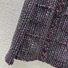 Jackets para mujeres 2024 Spring/Summer Wearreto Elegante Collar Collar Design Butterfly Yarn Azul Tweed Purple Tweed 0314
