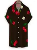 Casual shirts voor heren schattig Cherry Beach Shirt Male Red Fruit Print Hawaiian Gedrukte blouses korte mouw Y2K -kleding voor