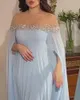 Elegantes Baby Blue Jewel Meerjungfrau Abendkleider formelle Prom Partykleider Kleider für besondere Anlässe Langarmes Abendkleid E501031
