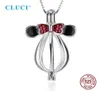 CLUCI 925 Charms fofos em forma de rato para mulheres colar 925 Pingente de gaiola de pérola de prata esterlina Gestão SC049SB6297820