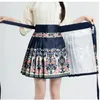 Rokken Chinese stijl Verbeterde Hanfu Exquisite Gedrukte mini-rok voor vrouwen Hoge taille Slim A-lijn geplooide Horse Face