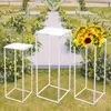 Decorazione per feste set bianco di 3 metallo stabilimento di fiore di fiore ad alta porta quadrata a portata di matrimonio decorazioni per patio soggiorno