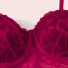 Bras sätter sexiga exotiska underkläder set nattkläder kvinnor spets blomma underkläder outfit justerbar behå ihåliga ut remsor kvinnliga kort