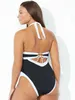 Swimwear Women Seauaul 2024 Plus taille licou couche lacet en une pièce Swimwear Femmes Cross Strap de maillot de bain sexy mail