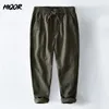 Hiqor 6 kolorów męskie bawełniane lniane spodnie swobodne letnie w oddychaniu solidne spodnie dla mężczyzn męskie workowate 240417