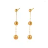 Boucles d'oreilles en peluche simple gouttes minces élégantes pour les femmes belles perles de piercing doré chaîne de boucles d'oreille élégante accessoires d'oreille mignonne