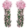 Flores decorativas de flores artificiais videira rosa casa decoração de parede de casamentos de arco ao ar livre decorações de cena de Natal plantas de celebração longa