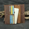 Wallets Vintage Genuine Leather Men's Long Wallet Handmade Men Clutch S Purse Crazy Horse Multifunction Card Holder