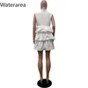 Robes décontractées Waterarea Femmes en cascade Ruffles Single Smock Babydoll Shirt Robe 2024 Street Street Vestidos