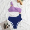 Dames badkleding cikini-kleur contrast zwempak voor vrouwen strand bikini split kruis grensgolfpatroon buitenlandse handel