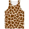 Heren tanktops persoonlijkheid giraf huid grafische top voor mannen zomer 3d geprinte dieren bont vest street oversized mouwloos t-shirt