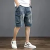 2024 Мужские модные джинсовые шорты мальчики летние укороченные брюки свободные универсальные корейские джинсы 240426