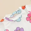 Kleidungssets Sommer Kleinkind Baby Mädchen Blumen/Wassermelondruck Kleidung Anzug Kinder Kurzarm T-Shirt Elastic Flare Pants 2pcs
