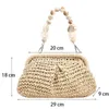 Totes Handmade Beach Bag Fashion Straw Weaving Big Capacity Clutch Purse Woven Rattan Women