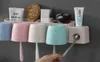 Weizenstroh Zahnbürstenhalter Wand montiert automatische Zahnpasta -Spender Kunststoff Zahnpasta Squeezer Halter Toilette Tumbler Set x09484428