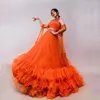 Rokken formele oranje volumineuze maxi tule rok gelaagde A-lijn lange vrouwen om gezwollen en tutu bruids te feesten