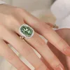 Cluster anneaux Luxury 6ct peridot diamant ring réel 925 Sterling Silver Party Band pour les femmes promesse les bijoux de fiançailles promettent