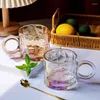 Tazze leggero in stile lusso tazza vintage in vetro resistente al calore tazza di bicchieri trasparenti per bevande set da tè
