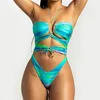 Damskie stroje kąpielowe gradient sznurka stroju kąpielowego wycięcie seksownego krzyżowego bandaża Backless Bikini Monokini Women Vacation Y2K Beach Bathing Suit