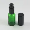 Bottiglie di stoccaggio fornitore di porcellana per profumi ricaricabili da 20 ml di vetro verde con coperchi neri della pompa in alluminio