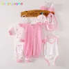 vestidos babzapleume 8pcs/set recém -nascidos roupas de menino 100%algodão de manga comprida garotas de macacão de meninas para crianças roupas infantis bc1002