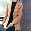 Damespakken dames jas korte lente herfst slank zwarte blazer vrouwelijke reversknoppen mode elegante dames top casual