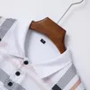 Selling Men Polo Shirt Stripe Printing Turn Down Collar Button Top Short Sleeve Summer Casual Mens Clothing Shirts 240416