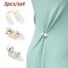 Broches 3pcs Redução de tamanho da cintura Artefato Broche Roupa Salia Calças Anti Slip Slip Buckle Pearl Cardigan Pin de segurança